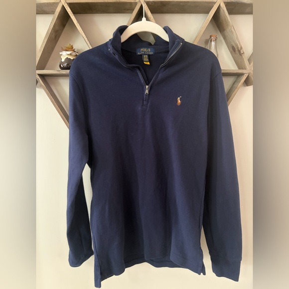 Polo Ralph Lauren Boy’s SZ XL 18-20 Estate QuarterZip Pullover navy blue cotton. - Picture 3 of 6